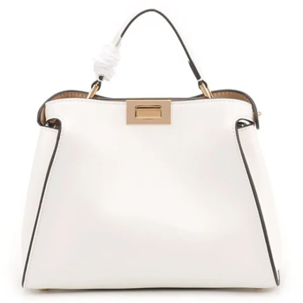 Lux F Handbags Women Bag Design Leather Big Bag White Collar Fashion Model Kitten Bag Messenger Bag Handheld Shoulder Bag27cm Beige High