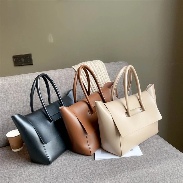 Fashion Luxury Handbags Woman Large Capacity Tote Bag Simple High Quality PU Leather Female Designer Shoulder BagBlack