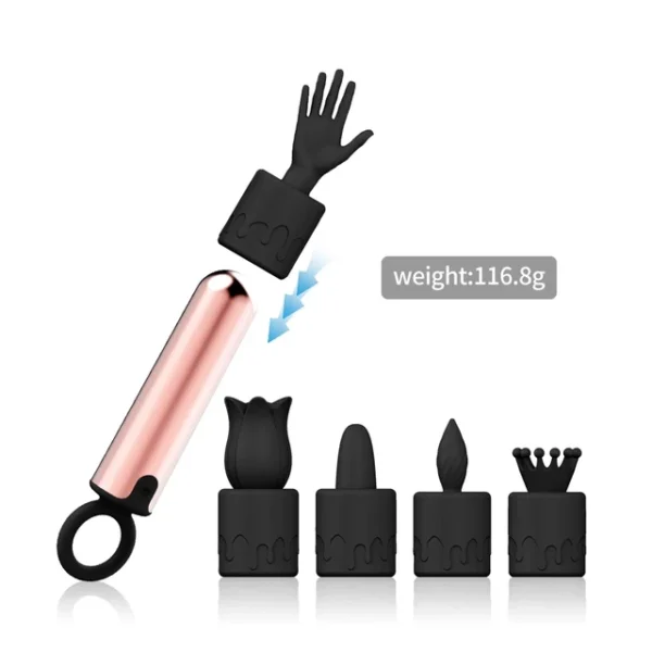 5 IN 1 Mini Bullet Vibrator Sex toys for Women Clitoral Stimulator Vaginal G SpotBlack