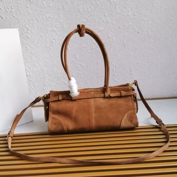 Casual Belt Buckle Suede Lux P Bag For Women fashion Single Shoulder Underarm Bag Ladies Fashion Handbag Large Capacity Totes Bag32cm High